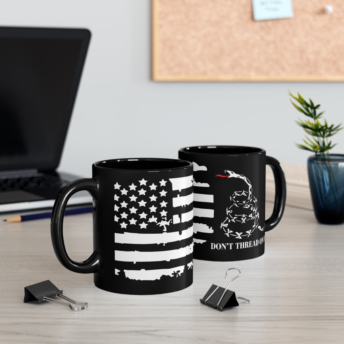 "Don't Thread On Me", 11oz Black Mug